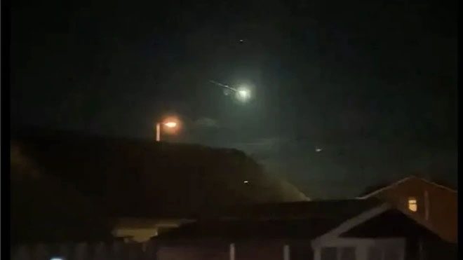 A local captured an image of the light streak appearing in the sky over Saltcoats, Scotland.