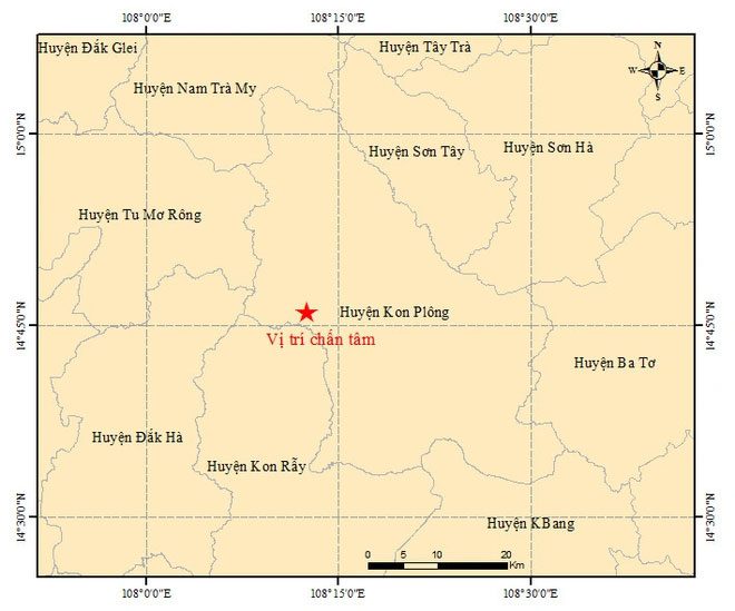 The location of the earthquake's epicenter on the afternoon of August 23.