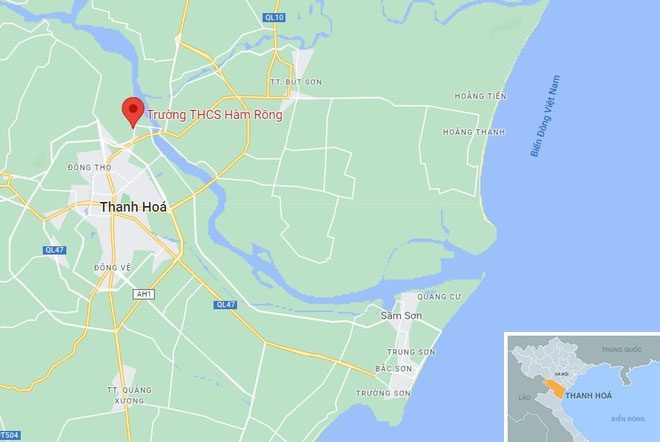 The discovery location in Hàm Rồng Ward, Thanh Hoa City, Thanh Hoa Province (red dot).