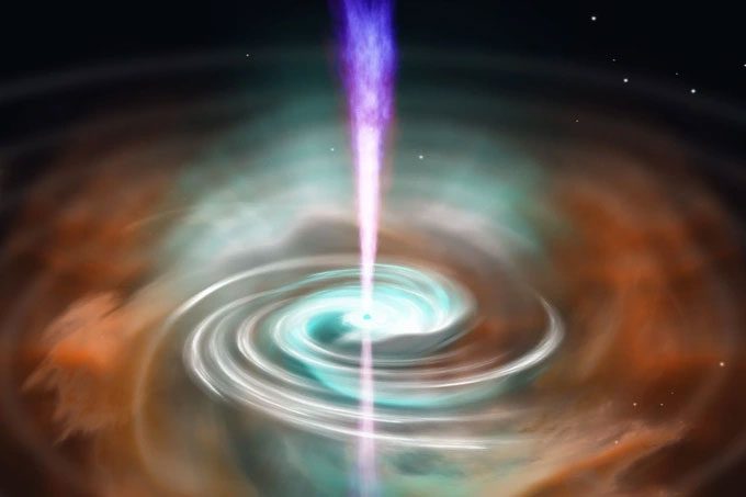 Illustration of a gamma-ray burst with the energy of a neutron star.