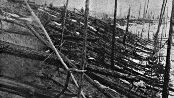 The aftermath of the Tunguska event in Siberia in 1908.