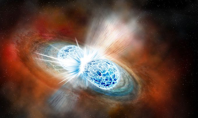 Simulation of a neutron star collision.