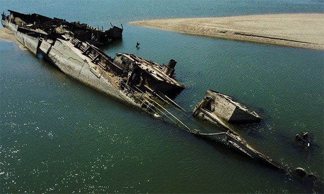 Shipwrecks still laden with explosives from World War II.