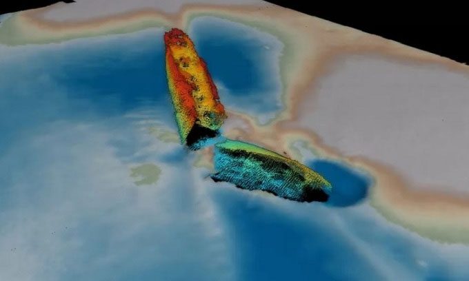 Wreck of SS Mesaba on the seabed of Ireland.