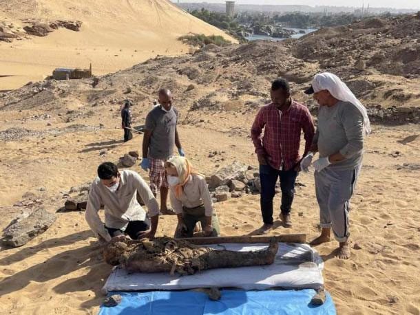 A mummy just taken out for research