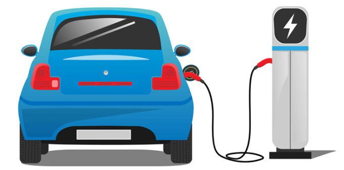 Illustration of an electric vehicle charging.