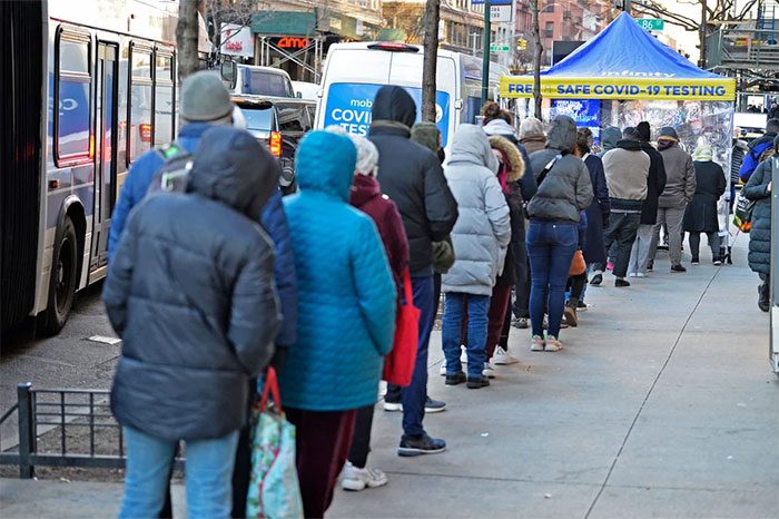 People waiting for Covid-19 testing in New York.