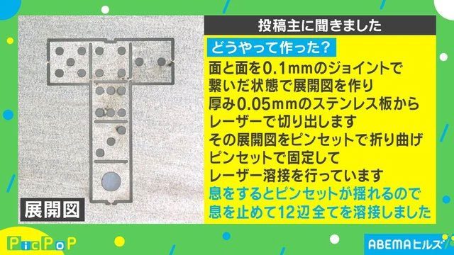 The die is made from stainless steel plates that are 0.05mm thick.