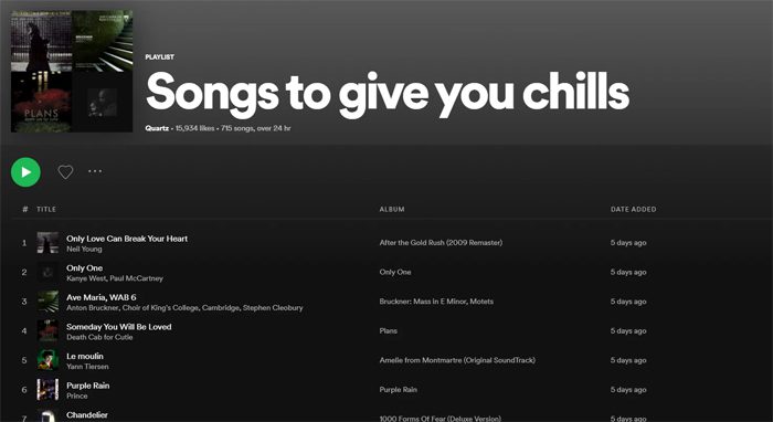 Researchers have compiled a list of songs that may give you chills.