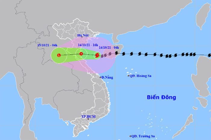 Forecast path and affected areas of the typhoon.