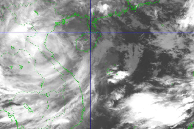 Satellite image of the typhoon at 6 AM on October 14