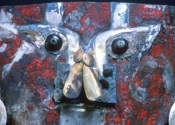 blood sample is fixed on gold mask 1 000 years 116816