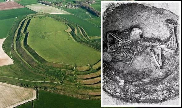 The skeleton found buried in a strange position.
