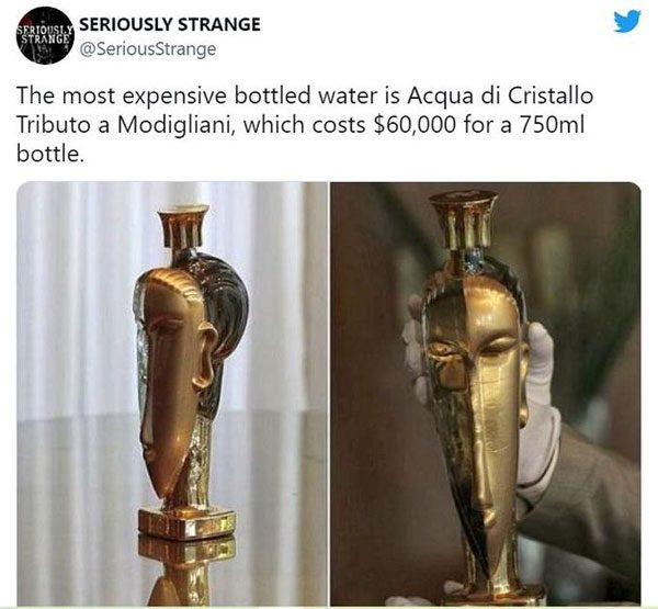 The Acqua di Cristallo Tributo a Modigliani bottle is listed in the Guinness World Records.