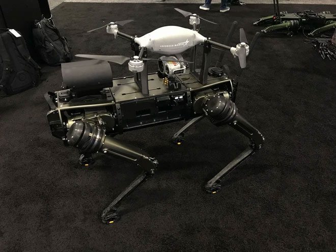 Flying reconnaissance robot dog.
