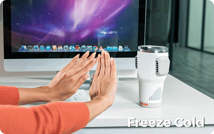 A cup that doubles as a two-way air conditioner, warm in winter, cool in summer... what could possibly be wrong?