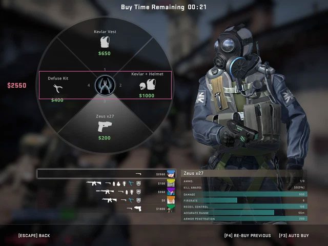 The bulletproof combo "Armor 82" in Counter-Strike.