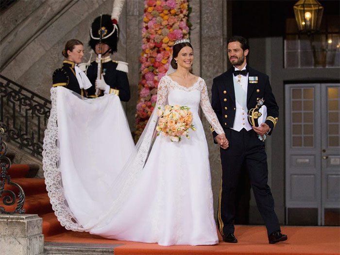 Princess Sofia wore a dress inspired by Grace Kelly when marrying Prince Carl Philip.