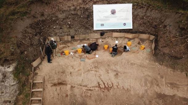 Scientists working at the archaeological site
