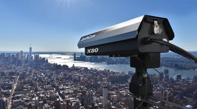 Every few minutes, EarthCam's system regularly captures images and panoramic views of the area.