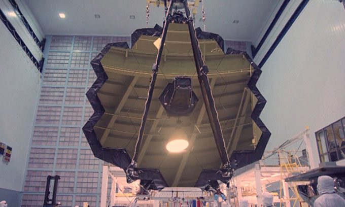 The primary mirror of the James Webb Telescope.