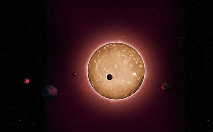 A planet transiting its central star as discovered by the Kepler telescope