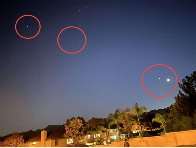 From left to right: Jupiter, Saturn, Venus, Moon.