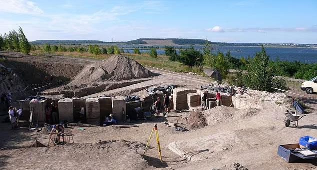 Excavation site in the ancient birch forest near Leipzig, Germany