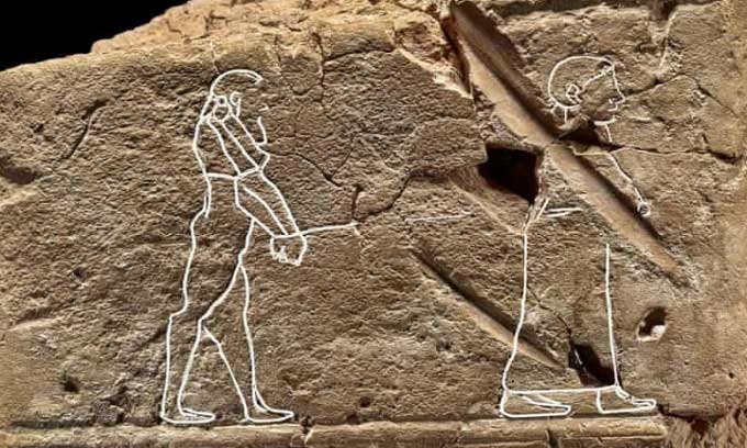 A ghost following its lover on a Babylonian clay tablet.