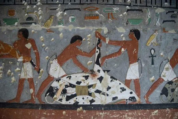 Wall paintings in the tomb of Khuwy.
