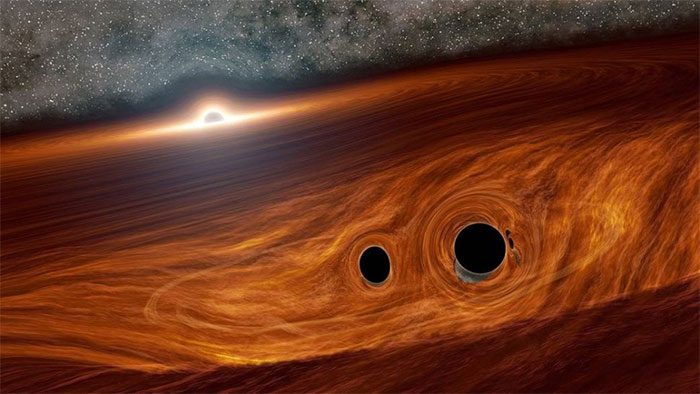 Image of two black holes merging.