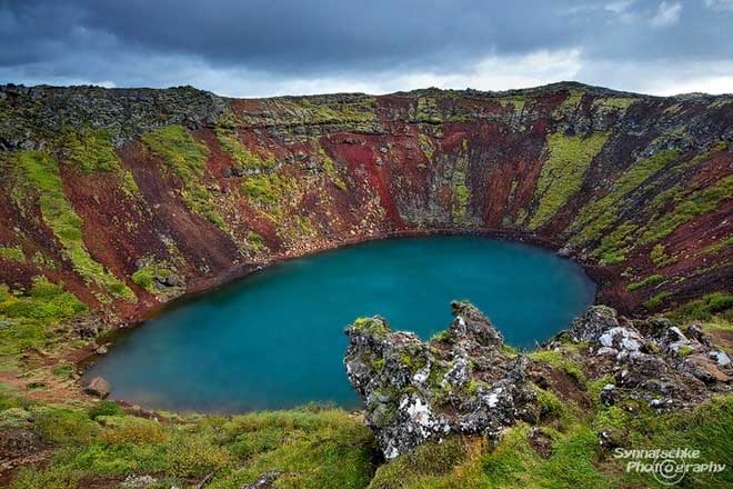 Kerid Crater Lake in Iceland.