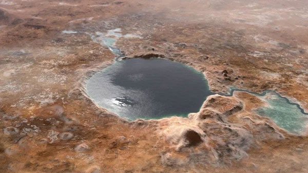 Ancient lake that once existed on Mars.
