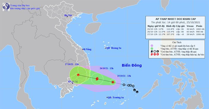 Projected path of the tropical depression