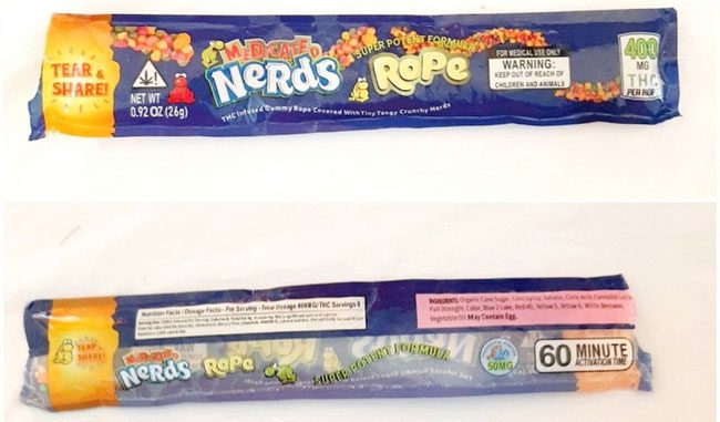 Nerds Rope product containing 400 THC is considered a form of drug candy.