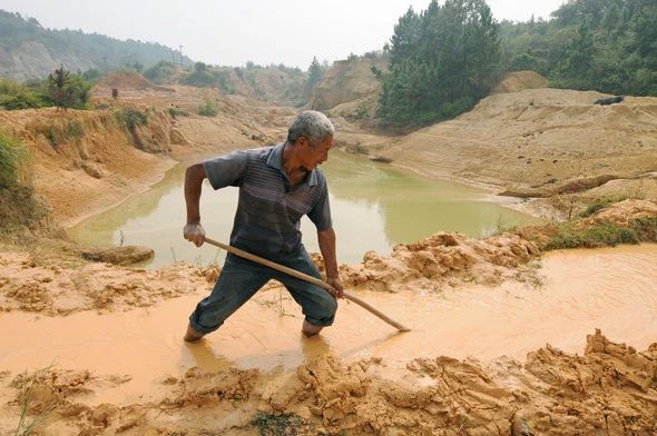 The process of mining rare earth elements used in batteries significantly impacts the environment.