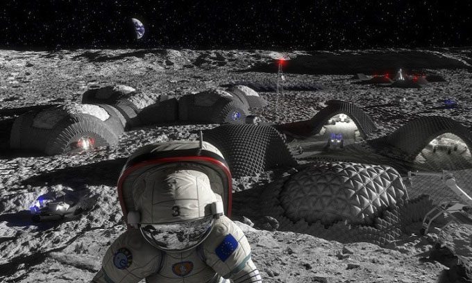 3D simulation of a lunar settlement.
