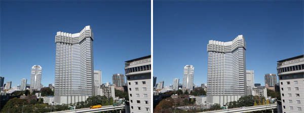 Image of the hotel in November 2012 (right) and the building in December 2012 (left).