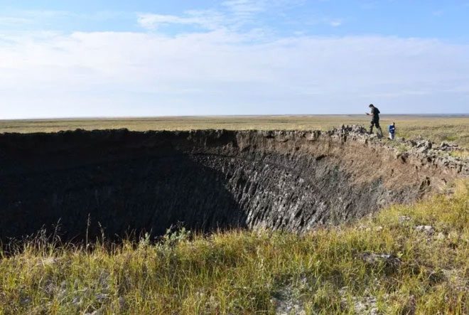 A 40-meter-wide crater discovered in 2014, believed to have formed from a "cryovolcanism" explosion.