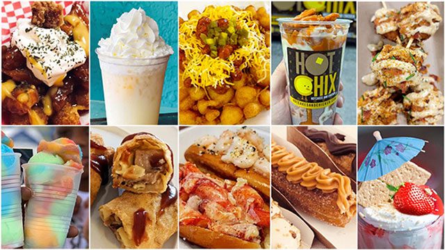 Traditional fair foods in America.