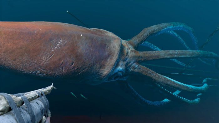 Giant squids can grow up to 20 meters long and have beak-like mouths with sharp teeth.
