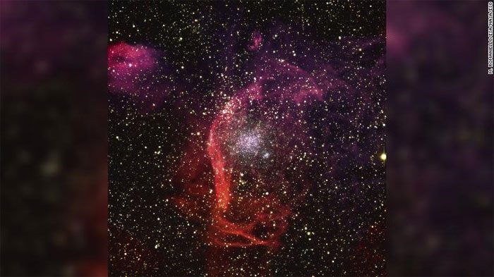 NGC1850, a double star cluster and super star cluster in the Dorado constellation, part of the Large Magellanic Cloud