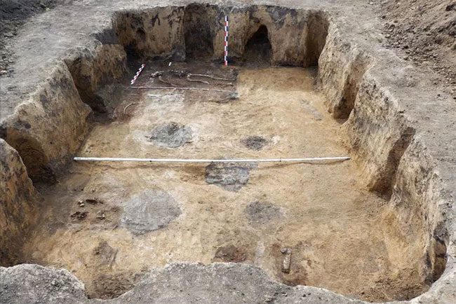 The massive ancient tomb where the deceased lies in one corner