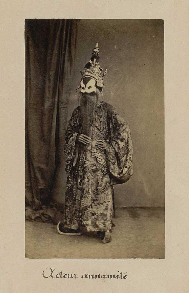 A traditional opera performer in costume.