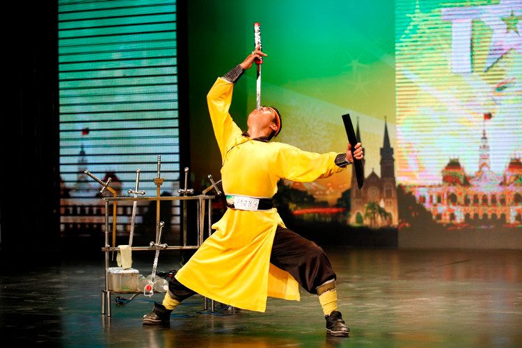 To successfully swallow a sword, the performer must learn to relax muscles that are typically involuntary.