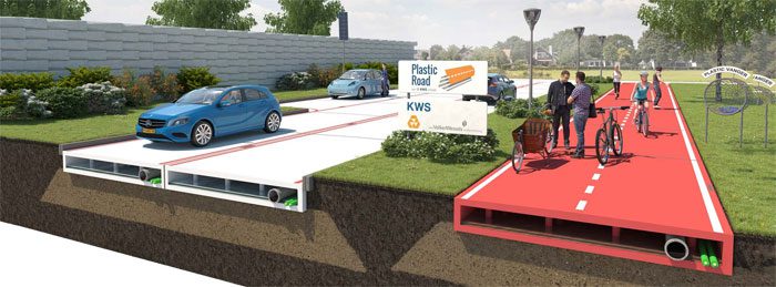 A road made from recycled plastic can withstand temperatures from -40 to 80 degrees Celsius.