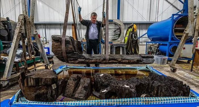 The pieces of the coffin, when assembled, will form a large trunk