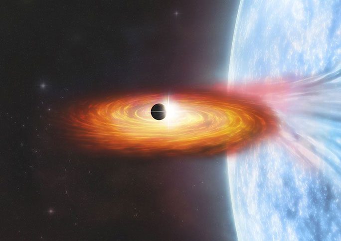 Graphic depicting the world of a neutron star and a black hole