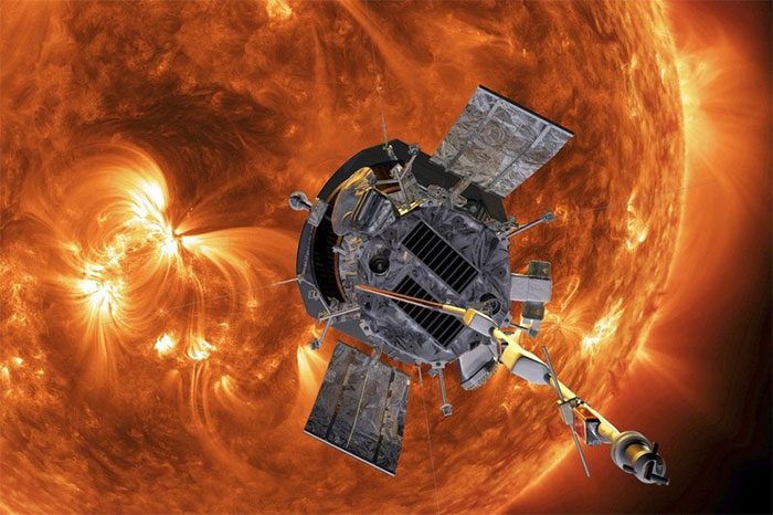 NASA's Parker Solar Probe spacecraft flying towards the Sun.