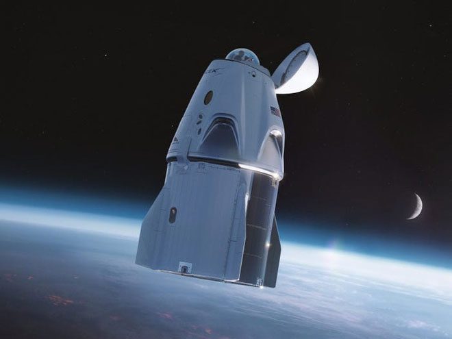 SpaceX's Dragon spacecraft with a dome design on top.
